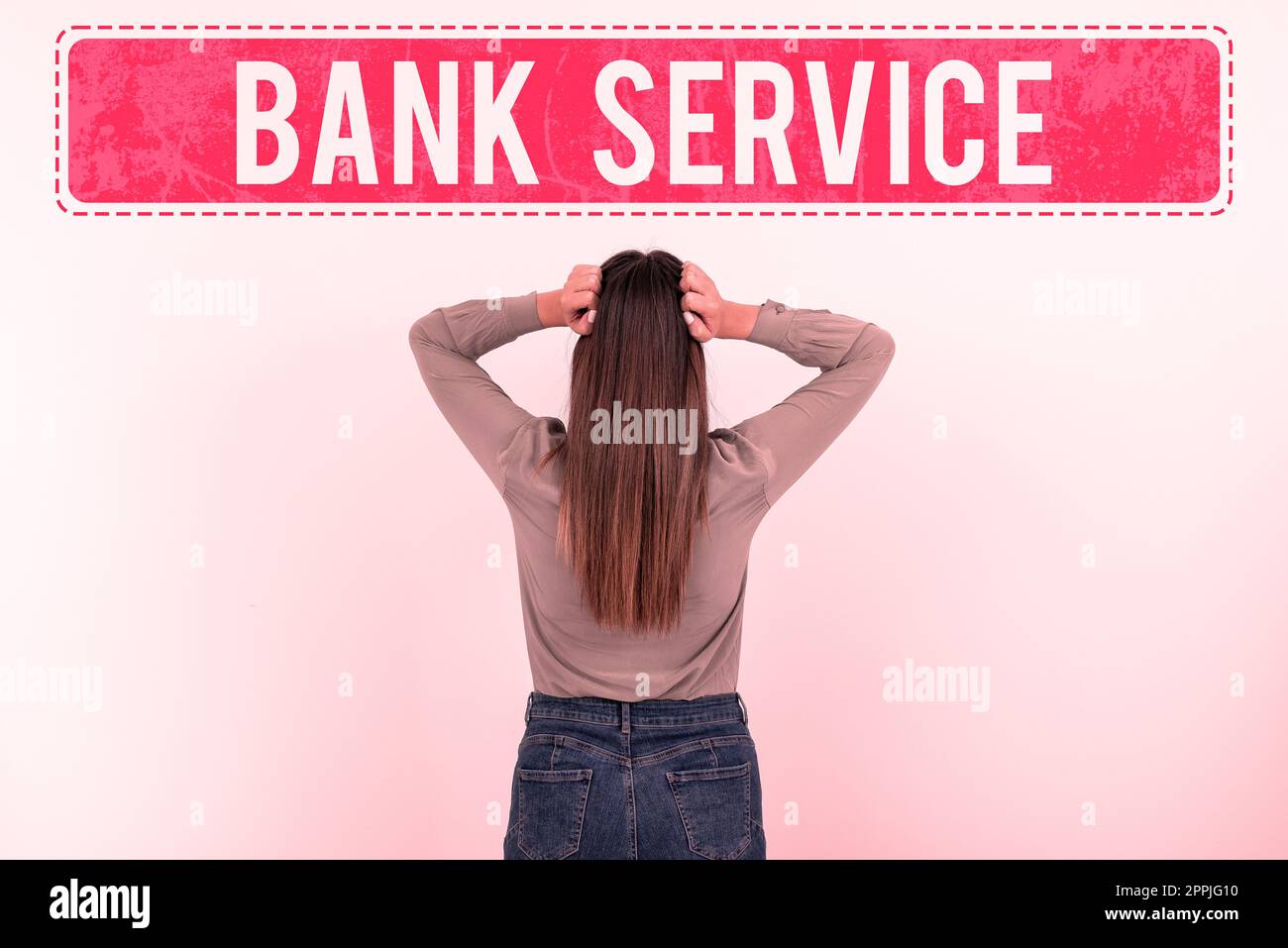 Text showing inspiration Bank Service. Business idea Activities involved in accepting and safeguarding money by bank Stock Photo