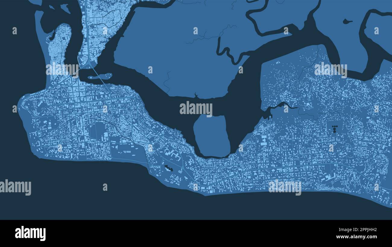 Detailed Blue Vector Map Poster Of Monrovia City Administrative Area