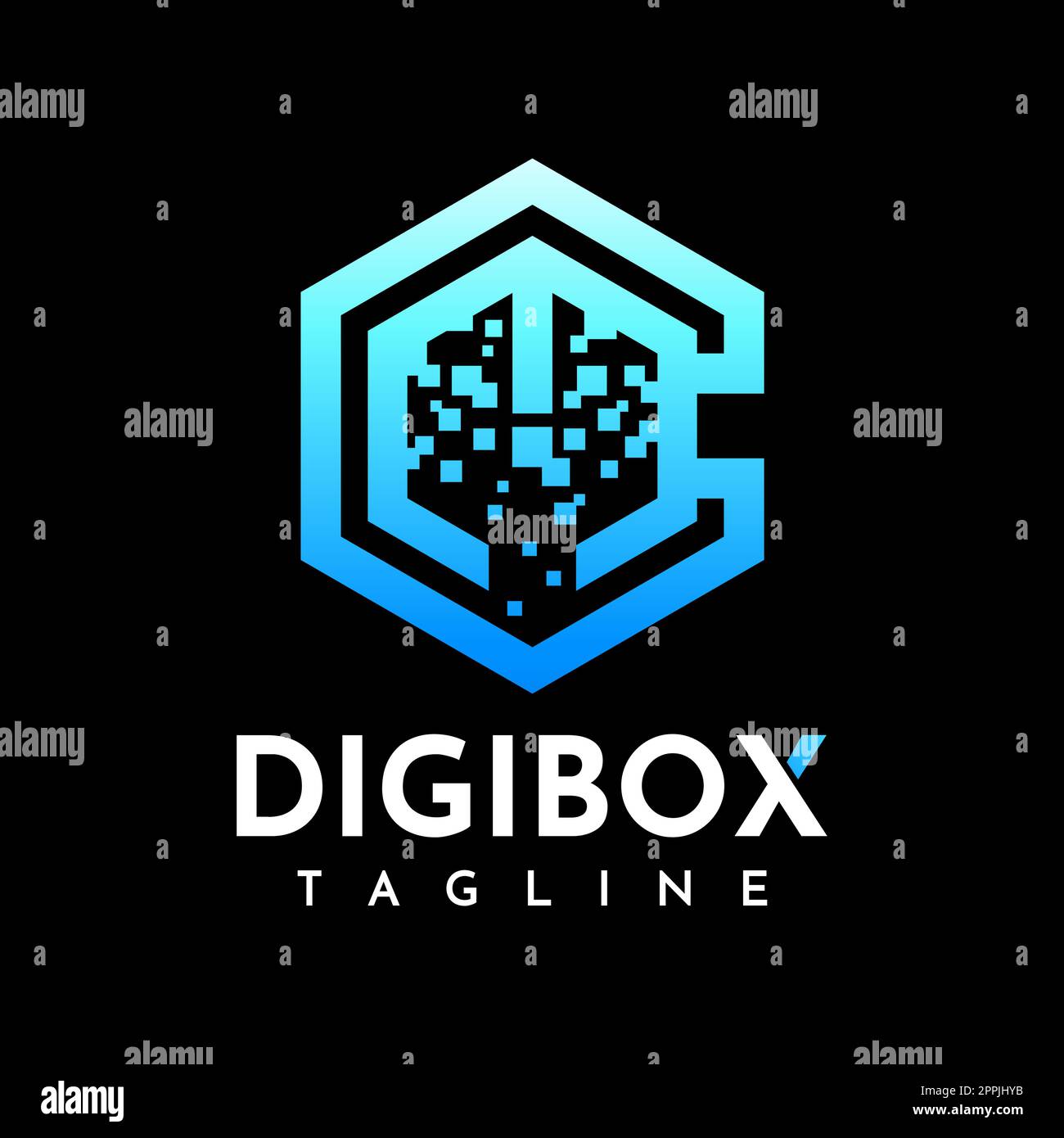 Hexagon letter C M CM logo design. Digital technology pixel initial CM ...