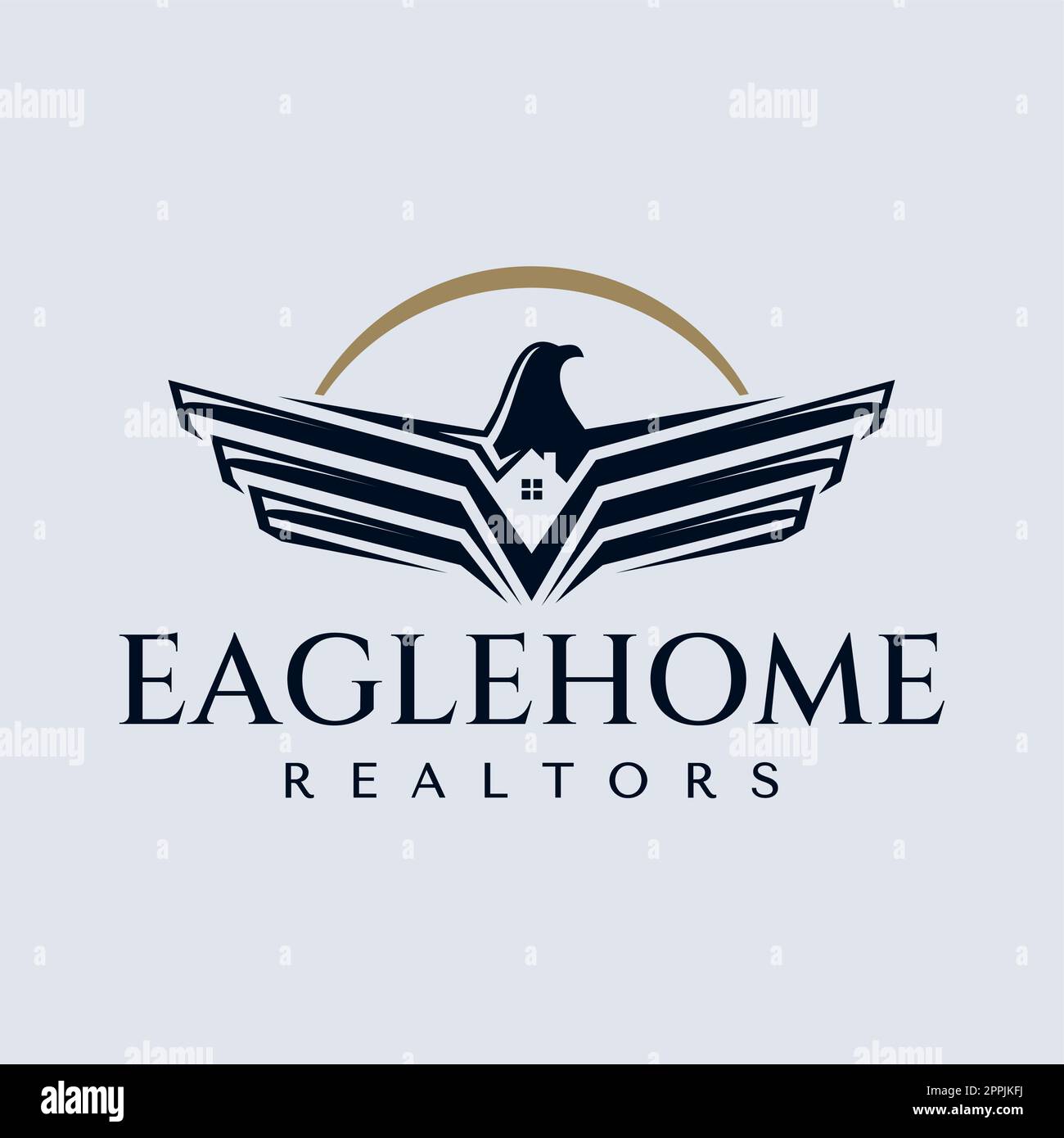 Luxury eagle home logo design template. Modern hawk real estate logo