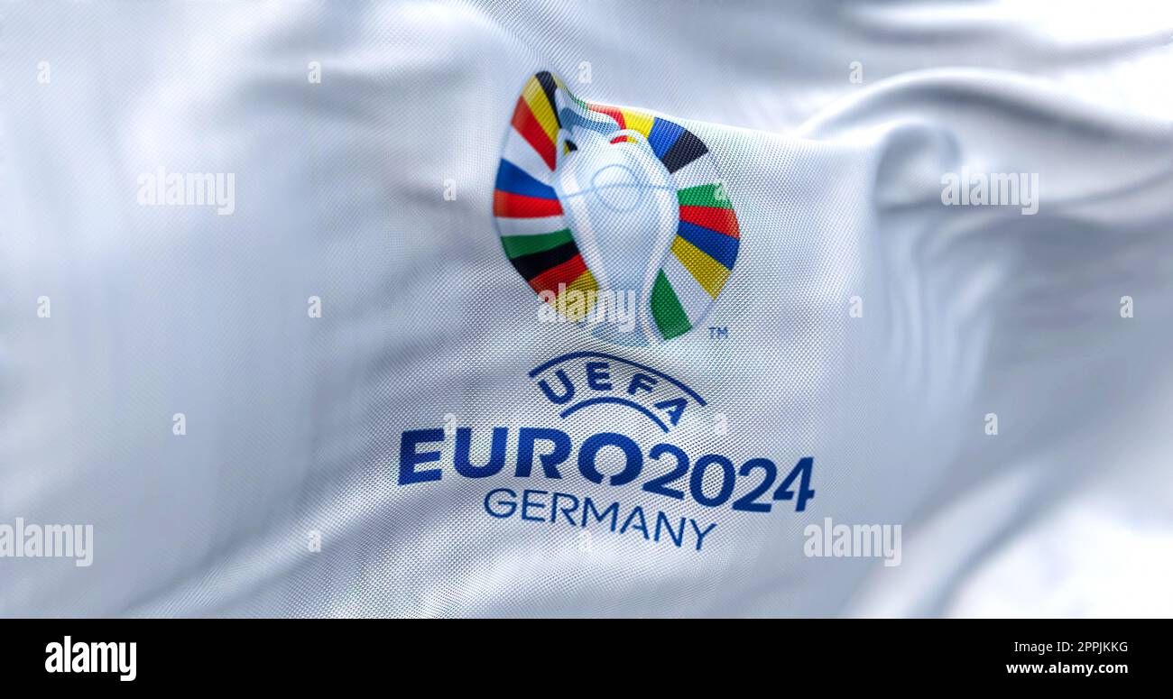 The flag of UEFA Euro 2024 flying in the wind Stock Photo - Alamy