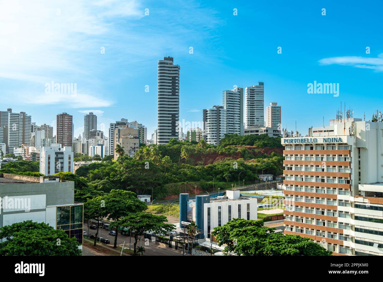 Salvador, Brazil - February 22, 2022: View of the modern part of the city near the ocean Stock Photo