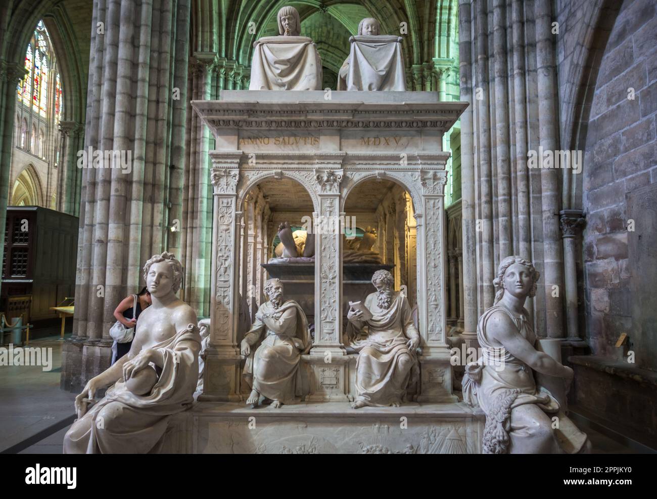 Tomb of King Louis XII and Anne de Bretagne, in Basilica of Saint-Denis Stock Photo