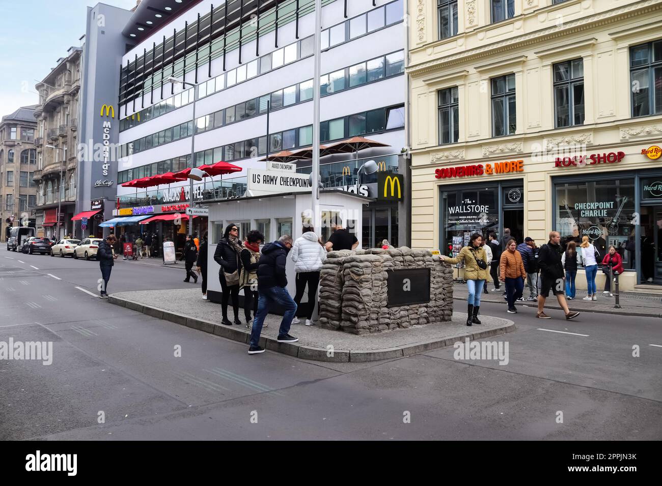 Berlin, Germany - 03. October 2022: View of the famous Checkpoint Charlie in Berlin. Stock Photo