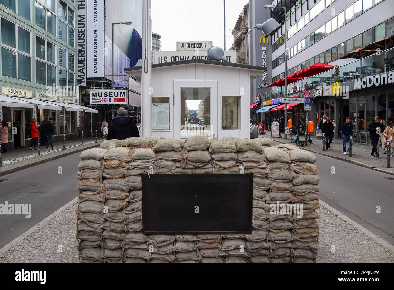 Berlin, Germany - 03. October 2022: View of the famous Checkpoint Charlie in Berlin. Stock Photo