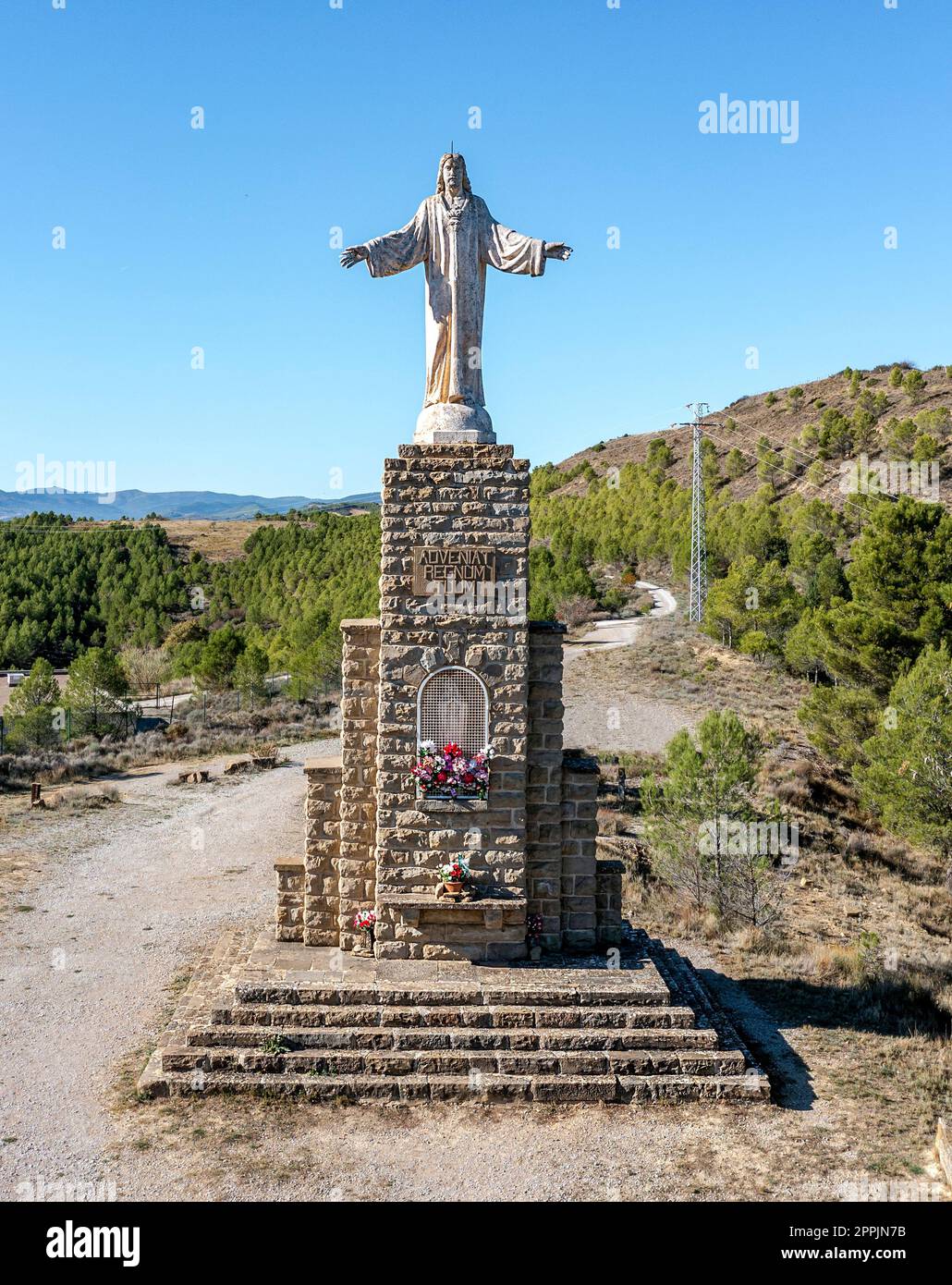 Sanguesa, the Sacred Heart of Jesus. Work sculptor Jose Larrea Echeniz Stock Photo