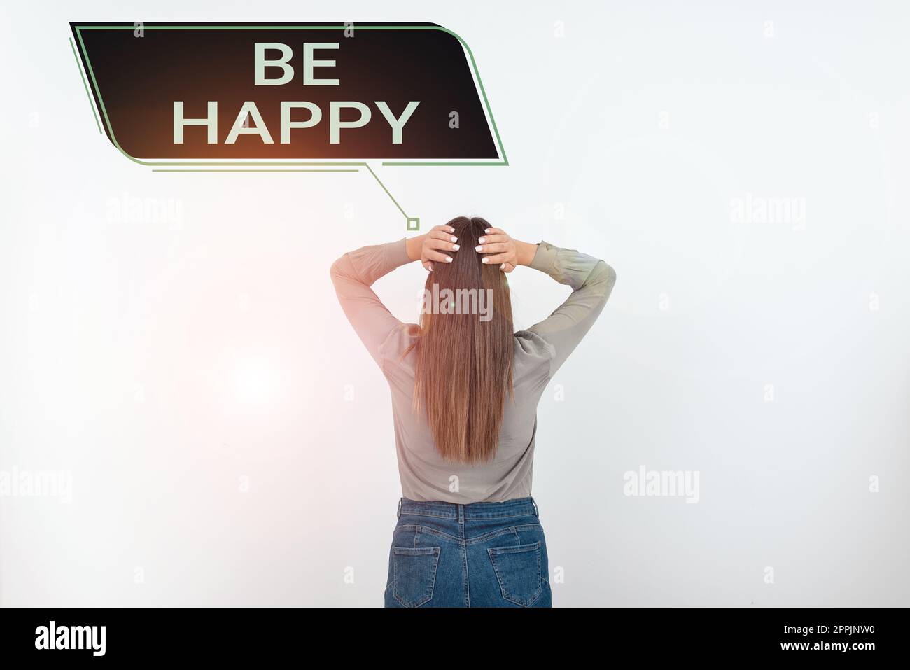 Text sign showing Be Happy. Business approach live every moment as the last love your life work family Stock Photo
