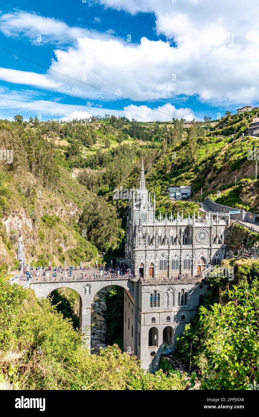 Colombia - October 9, 2022: National Shrine Basilica of Our Lady of Las Lajas Stock Photo