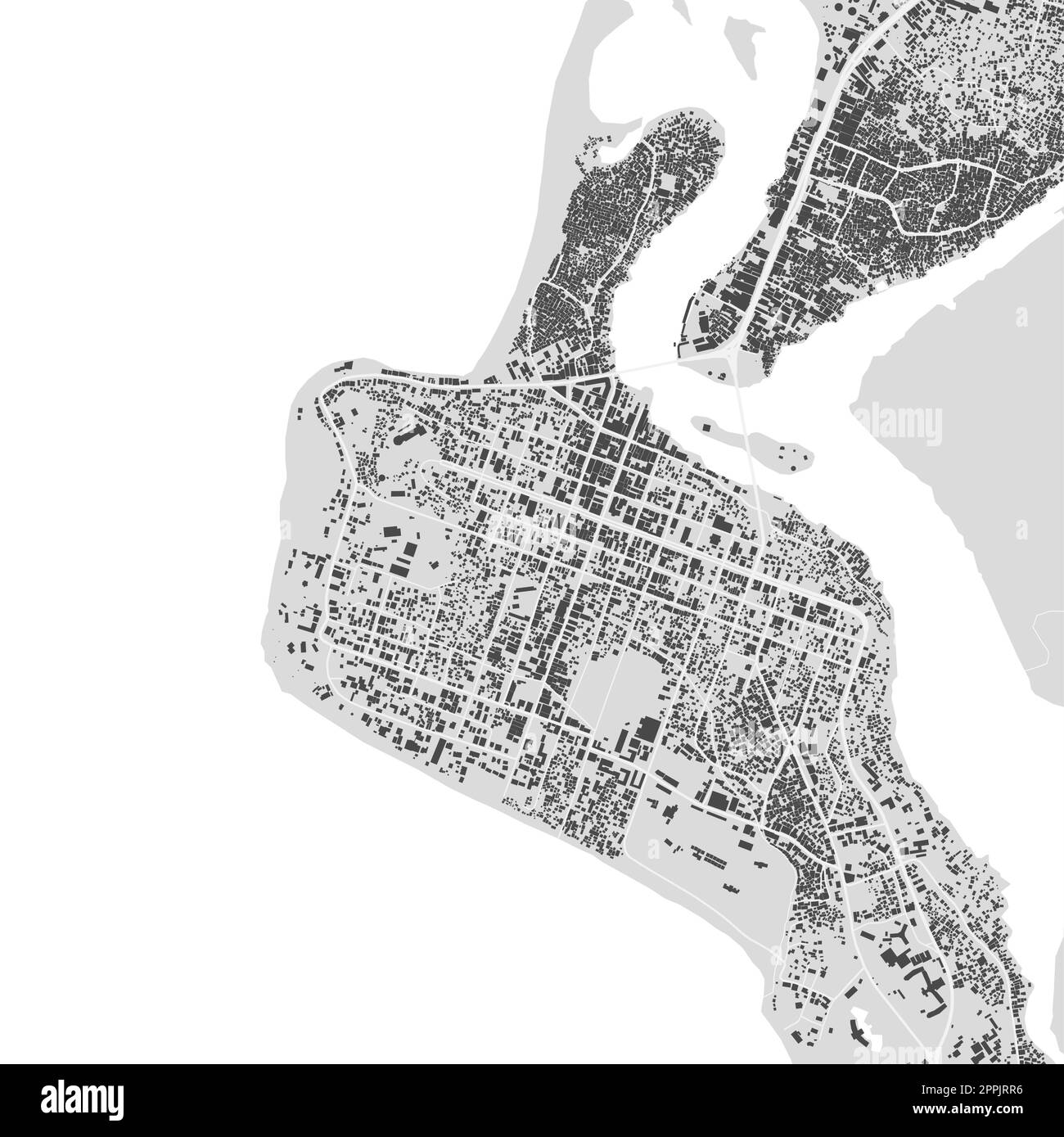 Urban city vector map of Monrovia, Liberia. Vector illustration, Monrovia map grayscale black and white art poster. Road map image with roads, metropo Stock Vector