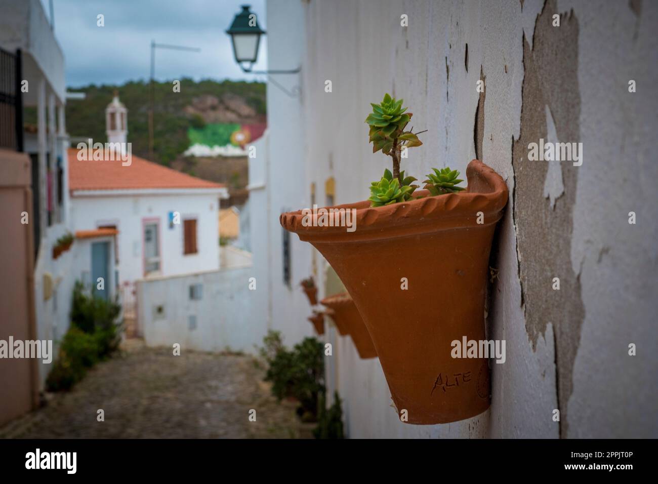 View on the streets of Alte, cozy village in the Algarve in Portugal. Stock Photo