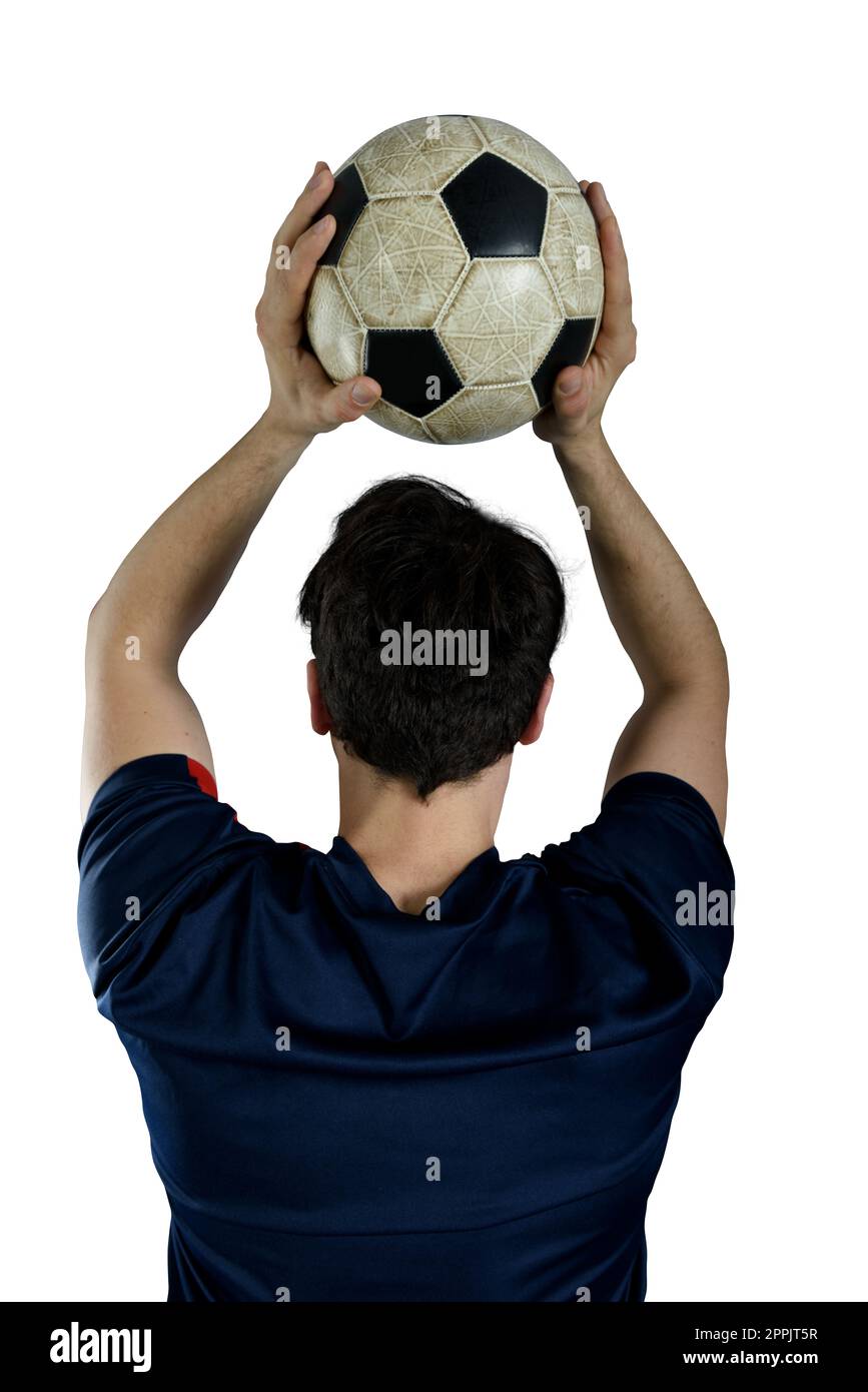 Football player throws a soccerball at the stadium Stock Photo Alamy