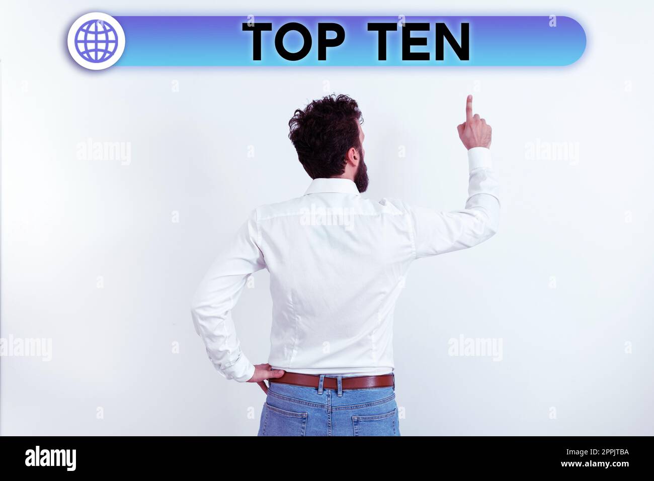 Text caption presenting Top Ten. Business idea the ten most popular songs or recordings in the popular music charts Stock Photo