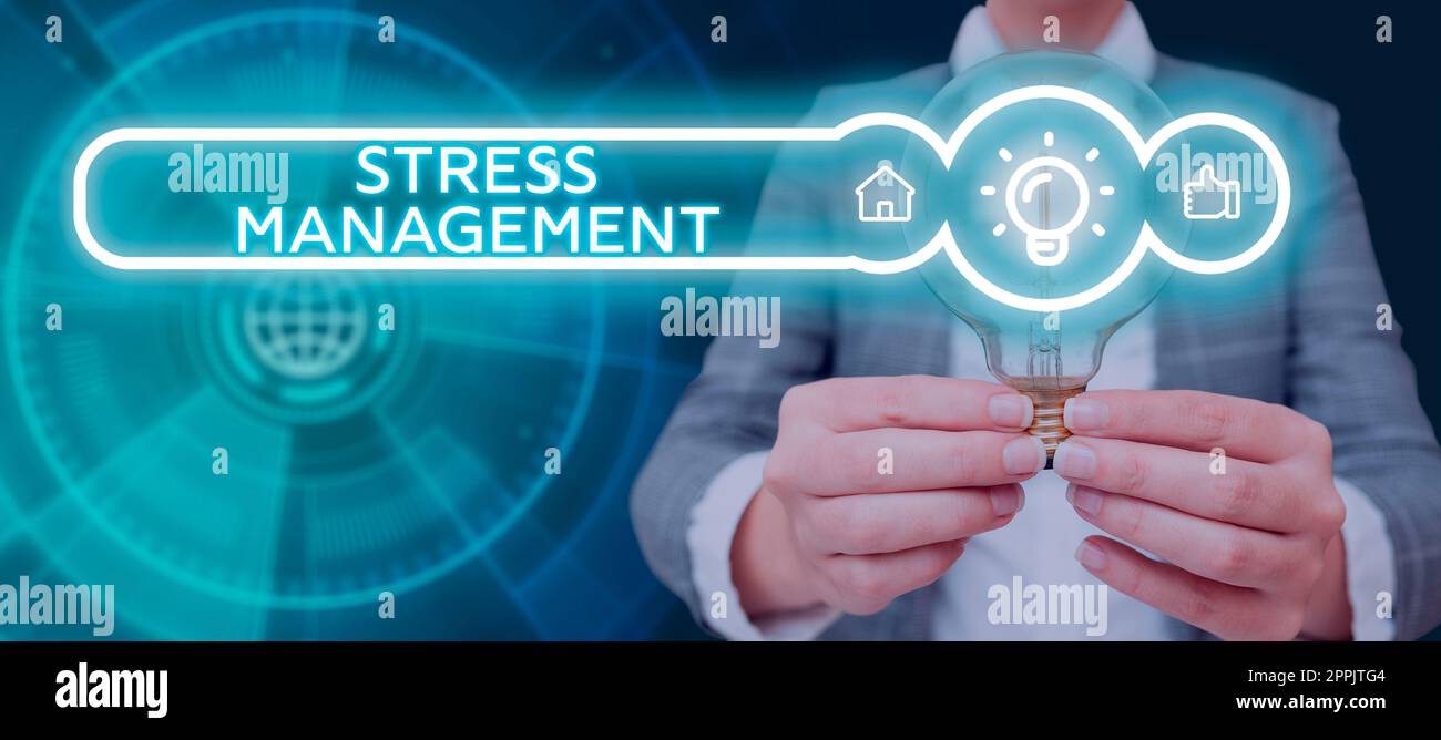 Writing displaying text Stress Management. Business concept learning ways of behaving and thinking that reduce stress Stock Photo