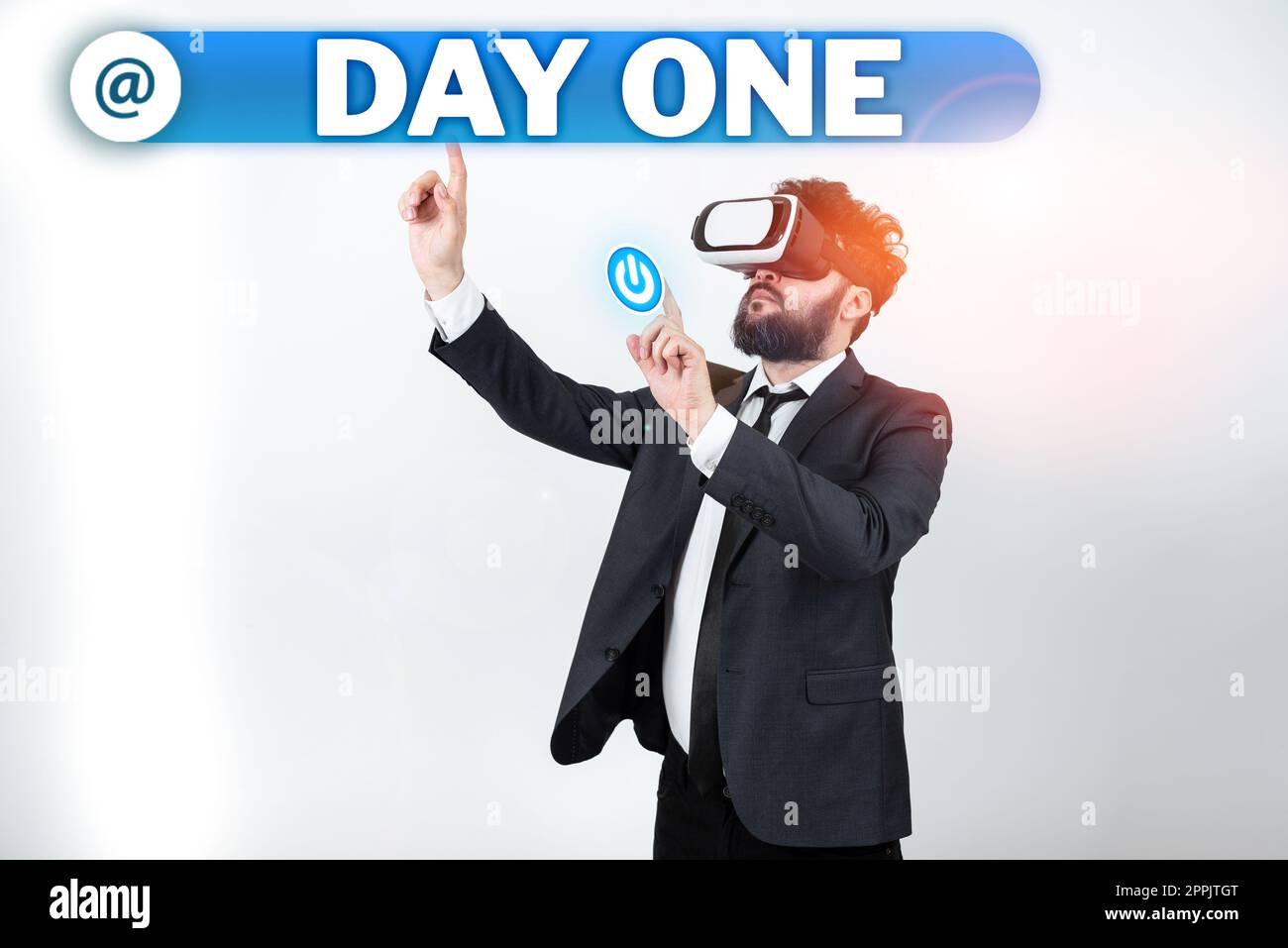 Text caption presenting Day One. Business idea Start moment First step Beginning of schedule program event Stock Photo