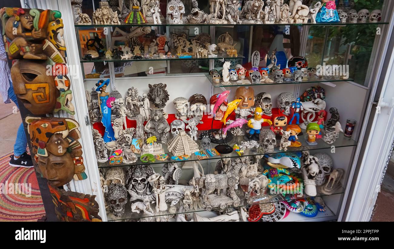 Ceramic products on the tray street vendor Mexico Stock Photo Alamy