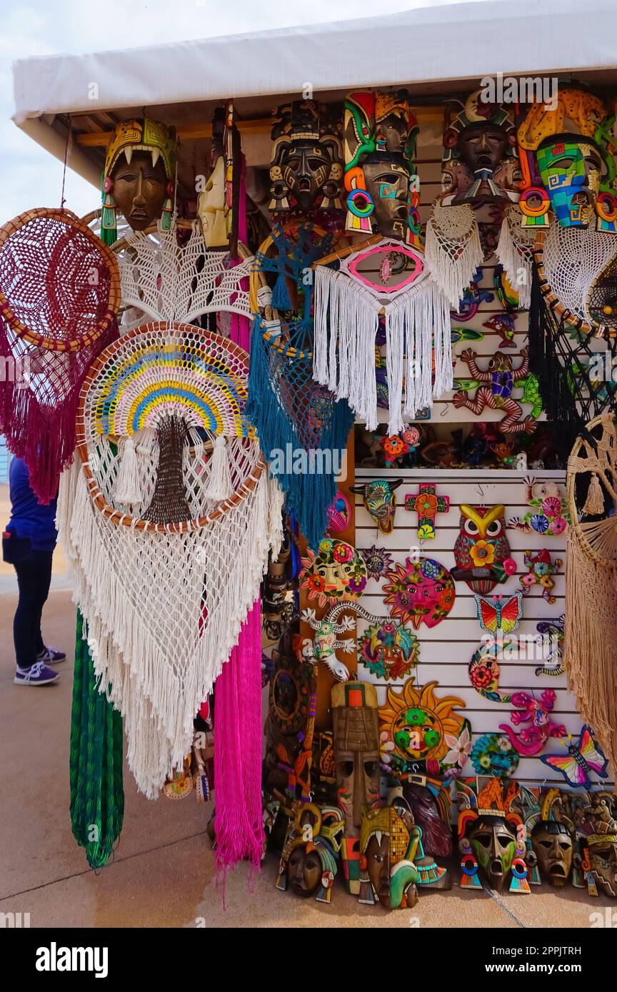 Ceramic products on the tray street vendor Mexico Stock Photo Alamy