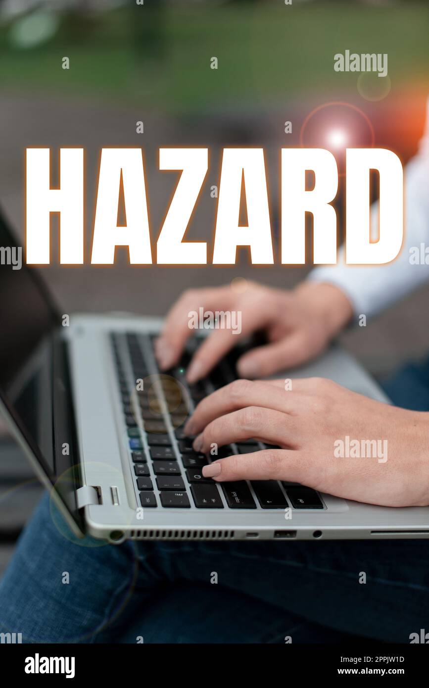 Handwriting text Hazard. Conceptual photo account or statement describing the danger or risk Stock Photo