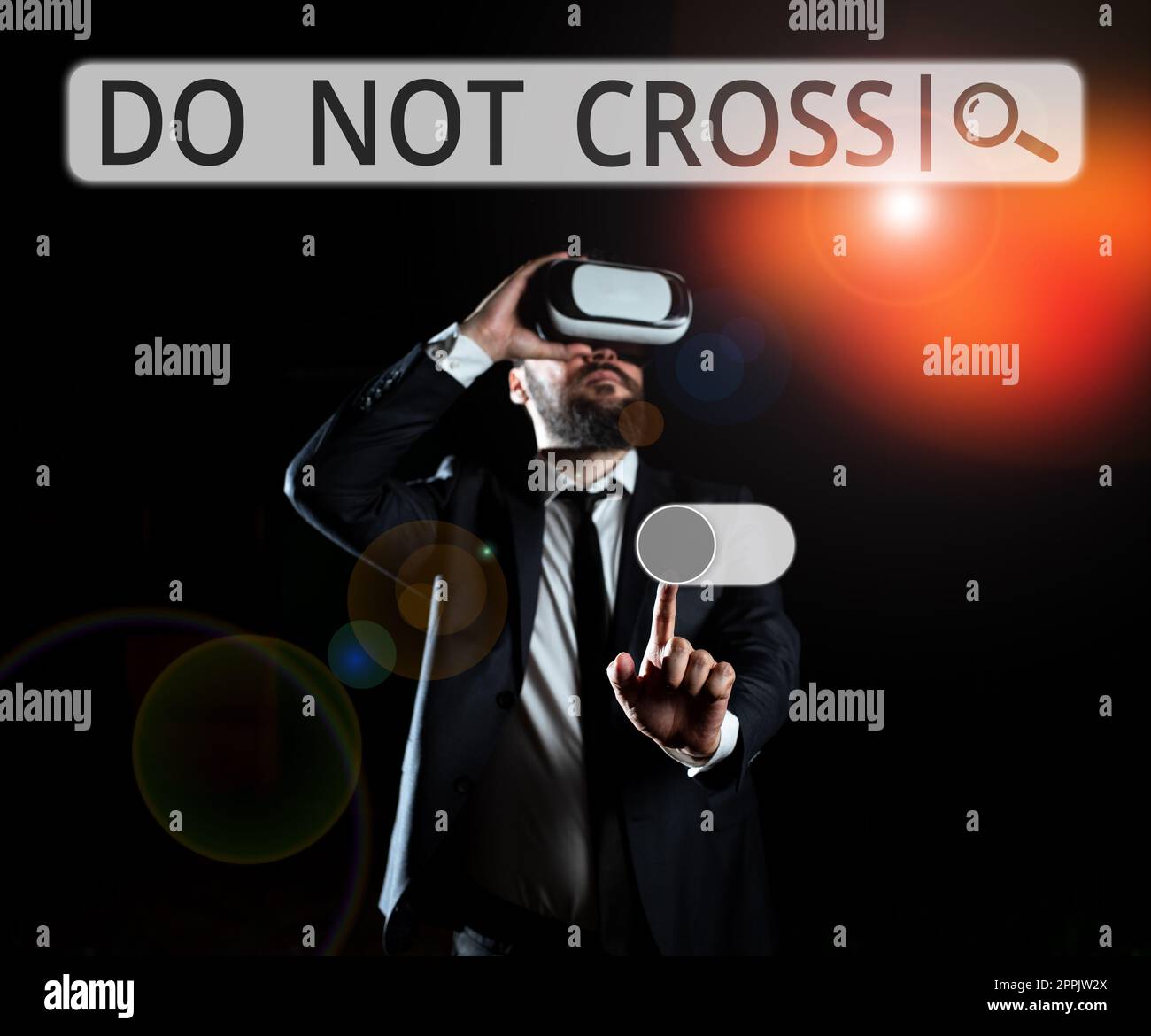 Conceptual caption Do Not Cross. Business showcase Crossing is forbidden dangerous caution warning not to do it Stock Photo