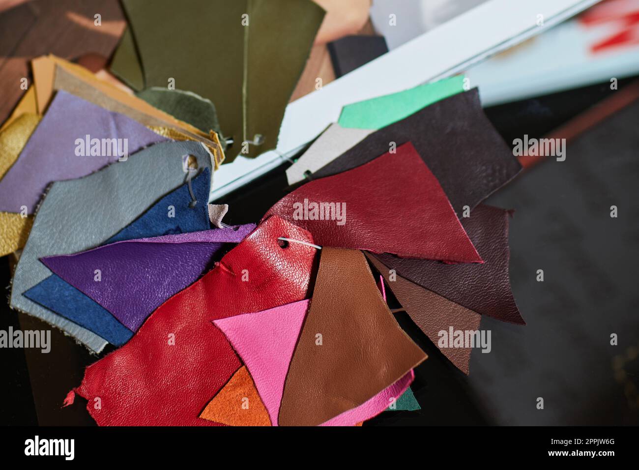 Materials for leather craft. the samples of leather Stock Photo Alamy