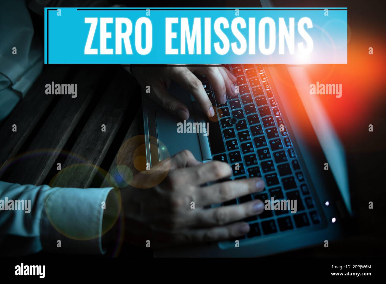 Conceptual display Zero Emissions. Word for emits no waste products that pollute the environment Stock Photo