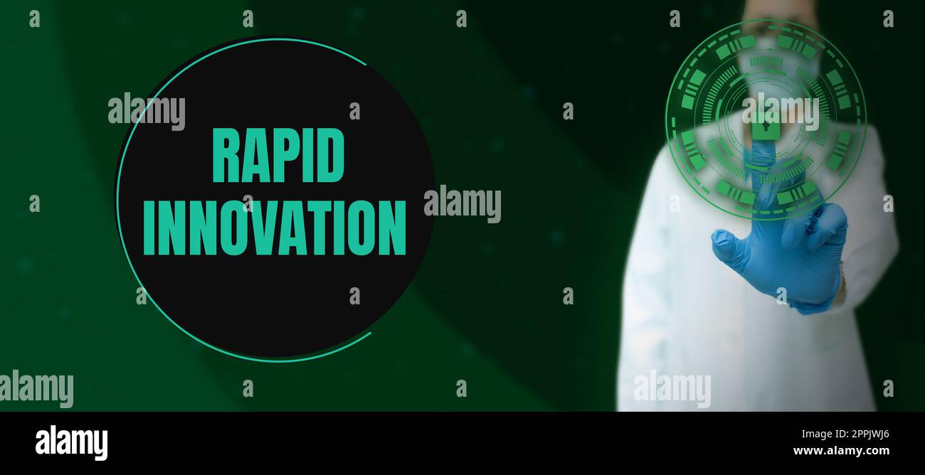 Text sign showing Rapid Innovation. Concept meaning characteristic of a website that search engine algorithms Stock Photo