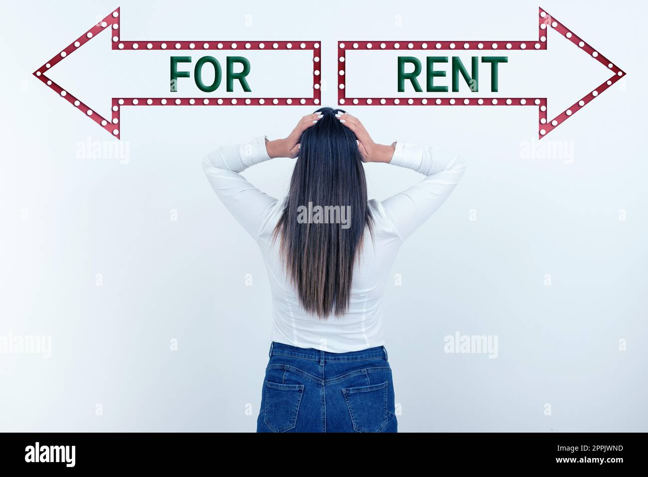 Sign displaying For Rent. Business showcase when you make property available for purchasing temporarily Stock Photo