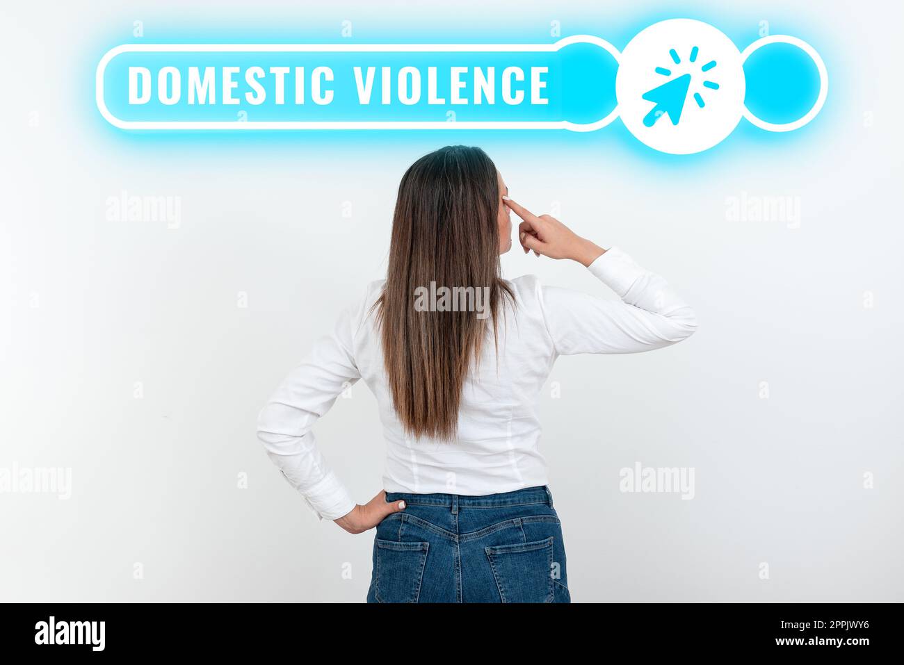 Hand writing sign Domestic Violence. Business overview violent or abusive behavior directed by one family or household member Stock Photo