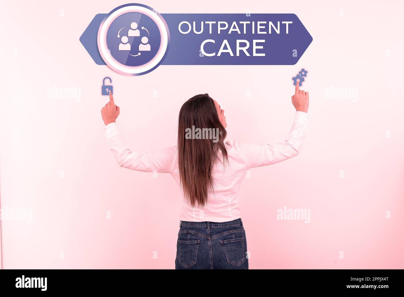 Text sign showing Outpatient Care. Business showcase the final result of something or how the way things end up Stock Photo