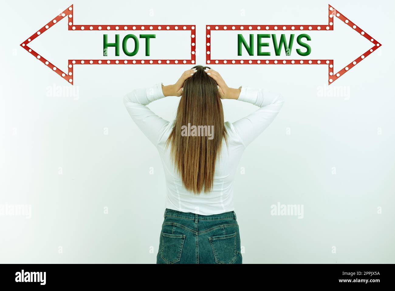 Conceptual display Hot News. Word Written on subject that experiences surge in popularity on social media Stock Photo