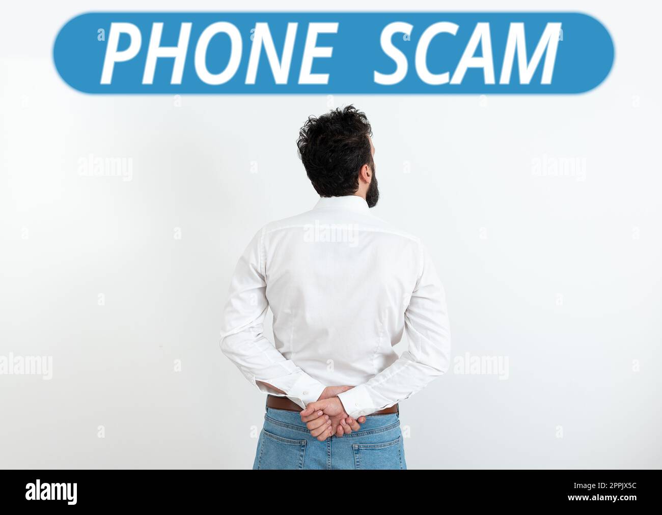 Conceptual caption Phone Scam. Concept meaning getting unwanted calls to promote products or service Telesales Stock Photo