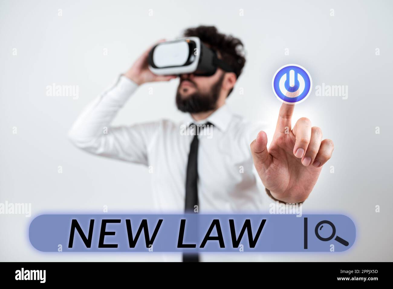 Text caption presenting New Law. Business overview system of rules that enforced through social or governmental Stock Photo