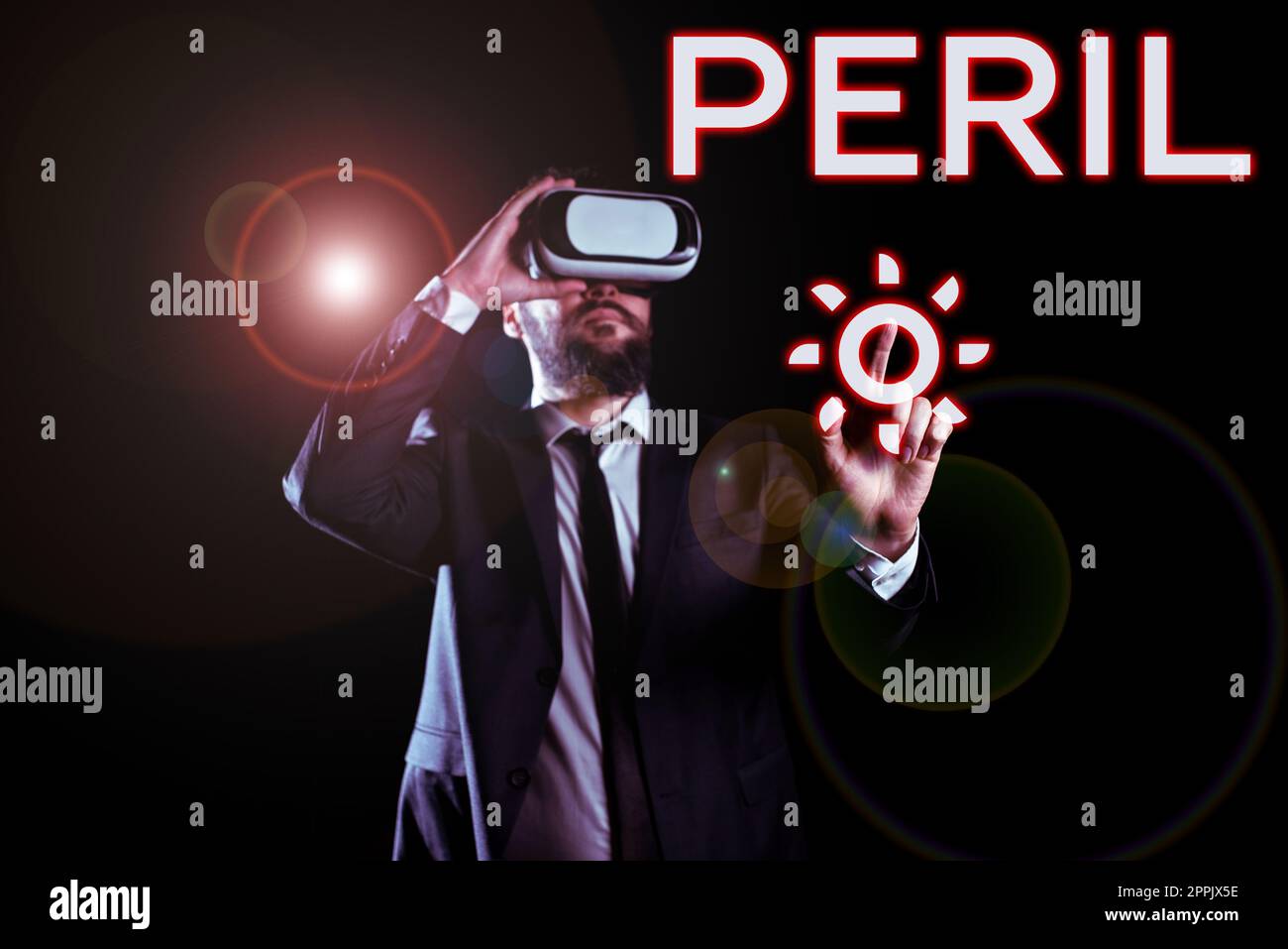 Writing displaying text Peril. Business concept indicates something extremely difficult, dangerous, or hazardous Stock Photo