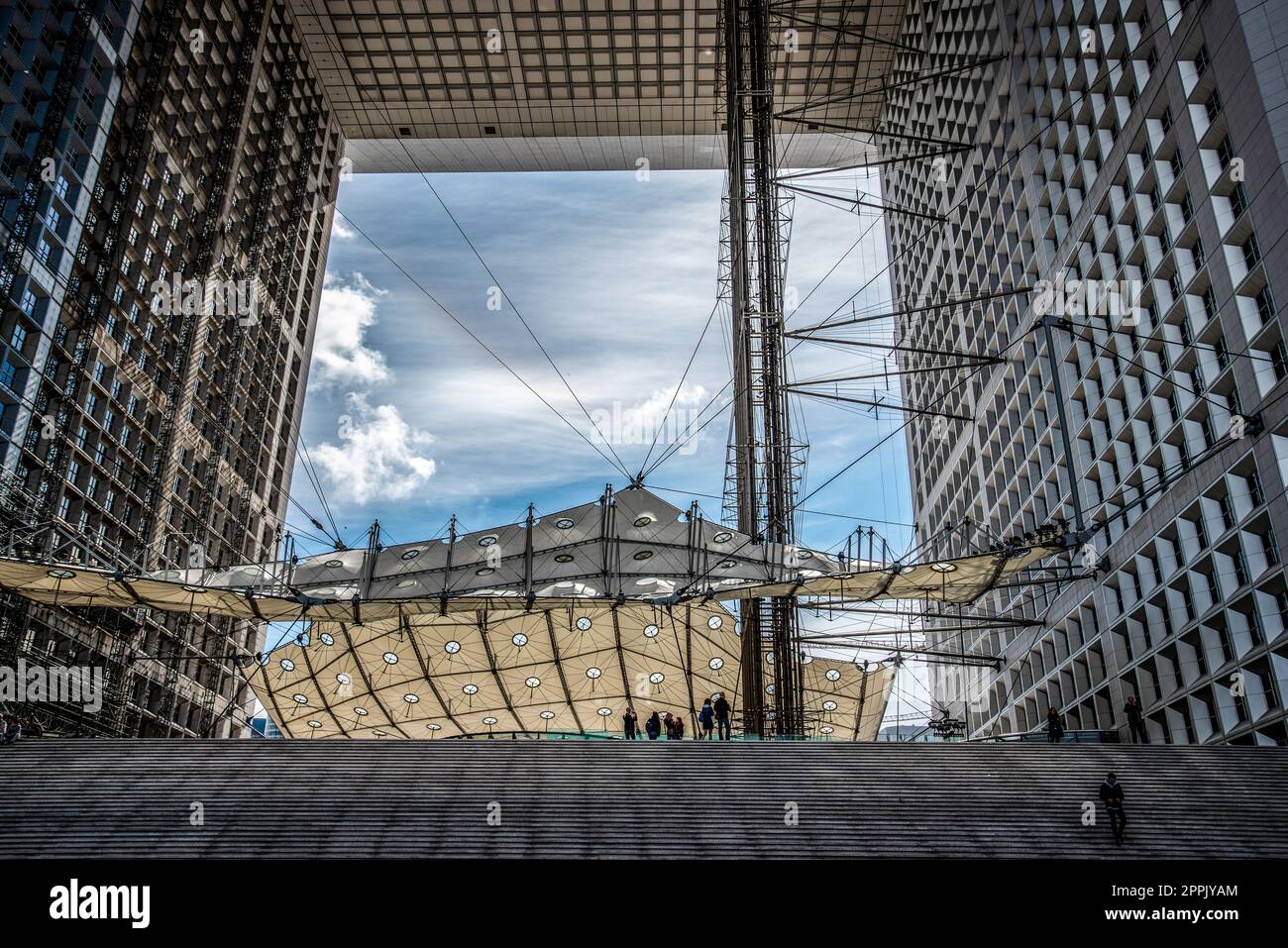 Architectural design at the Grande Arche in La Defense in Paris