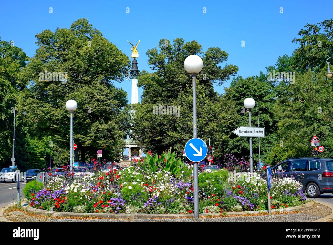 Europe, Germany, Bavaria, Munich, Europaplatz, flower plant ...