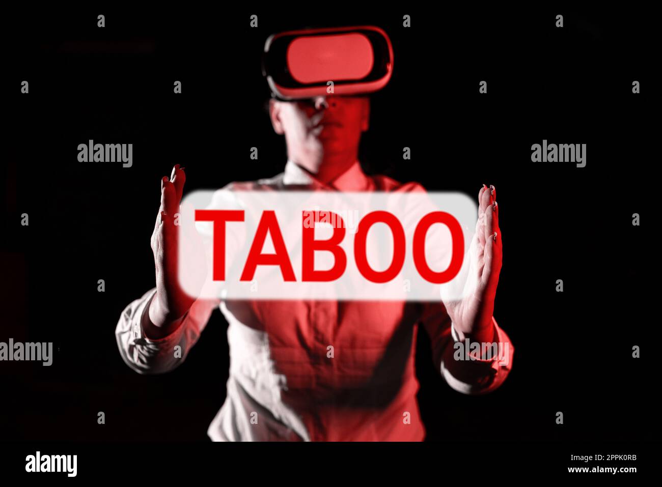 Text sign showing Taboo. Business idea a social or religious custom prohibiting or forbidding person, place, or thing Stock Photo