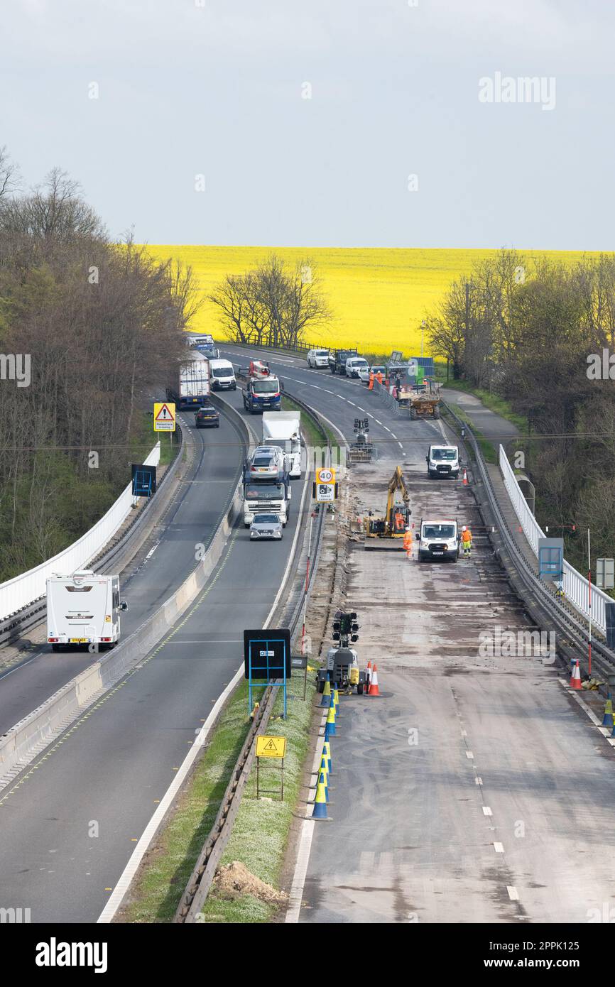 A1 roadworks waterproofing and resurfacing on the Wentbridge viaduct