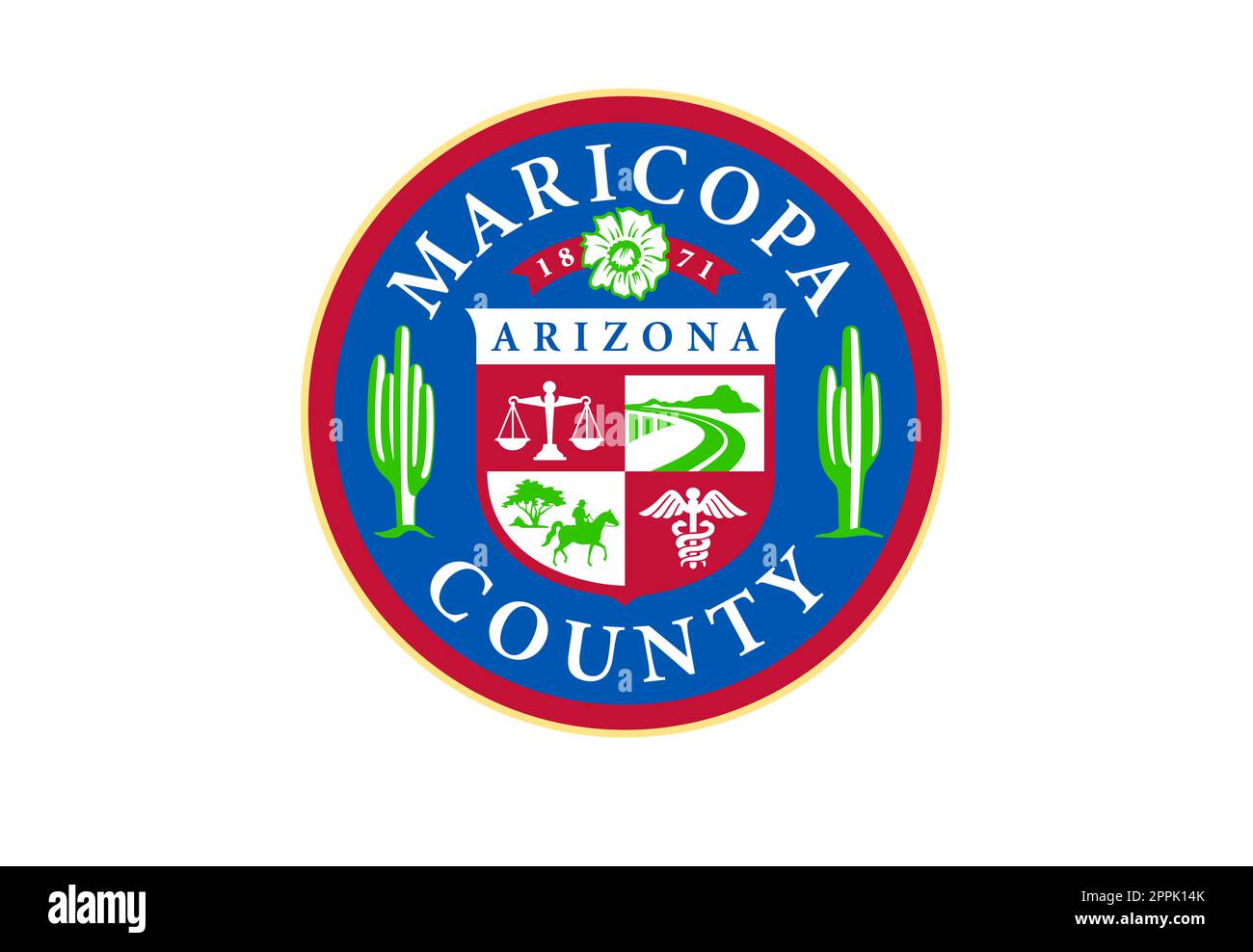 Coat of arms of American city Maricopa. Coat of arms of U.S. state of Arizona Stock Photo