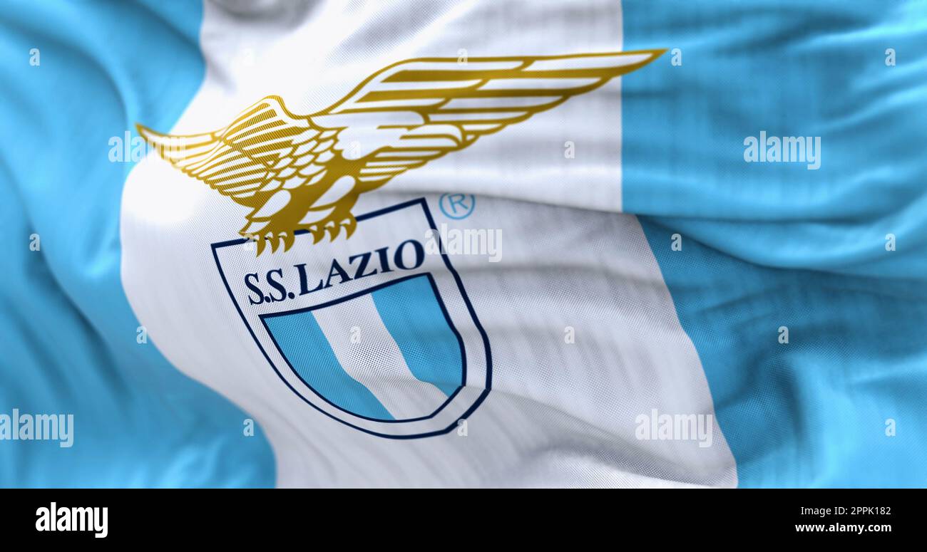 Close up of the flag of SS Lazio waving Stock Photo