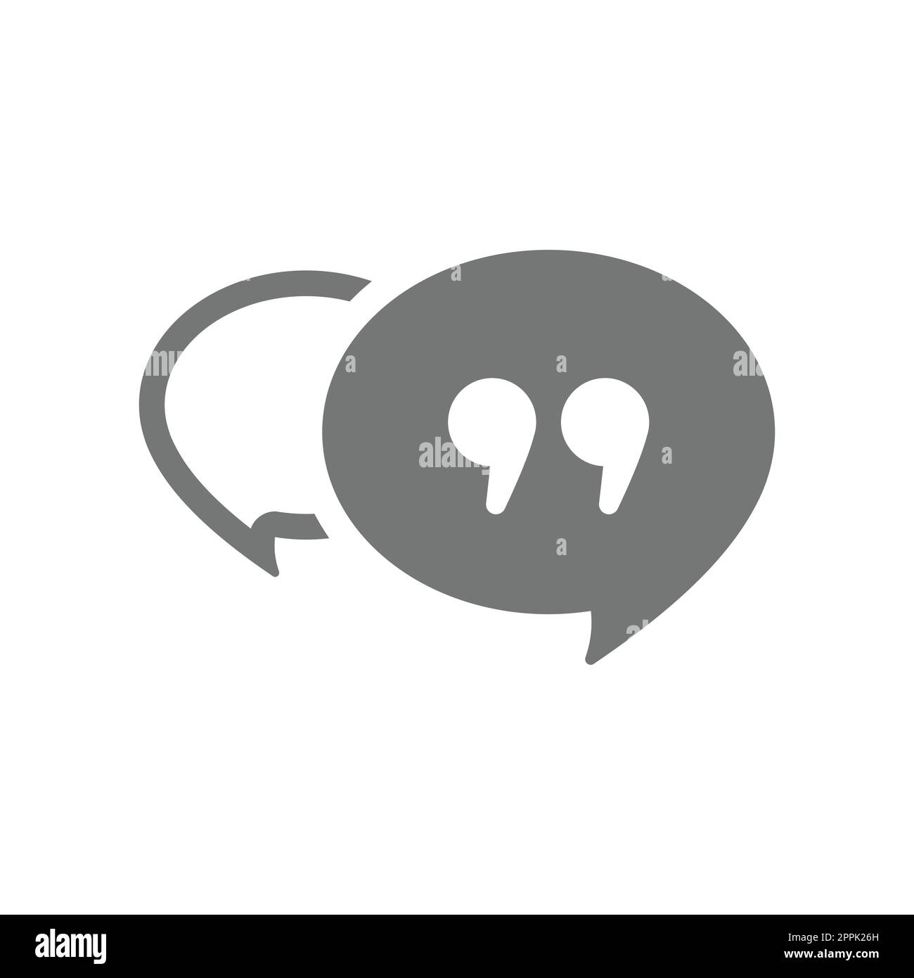 Message bubble and quotation mark vector icon. Chat balloon and quotes