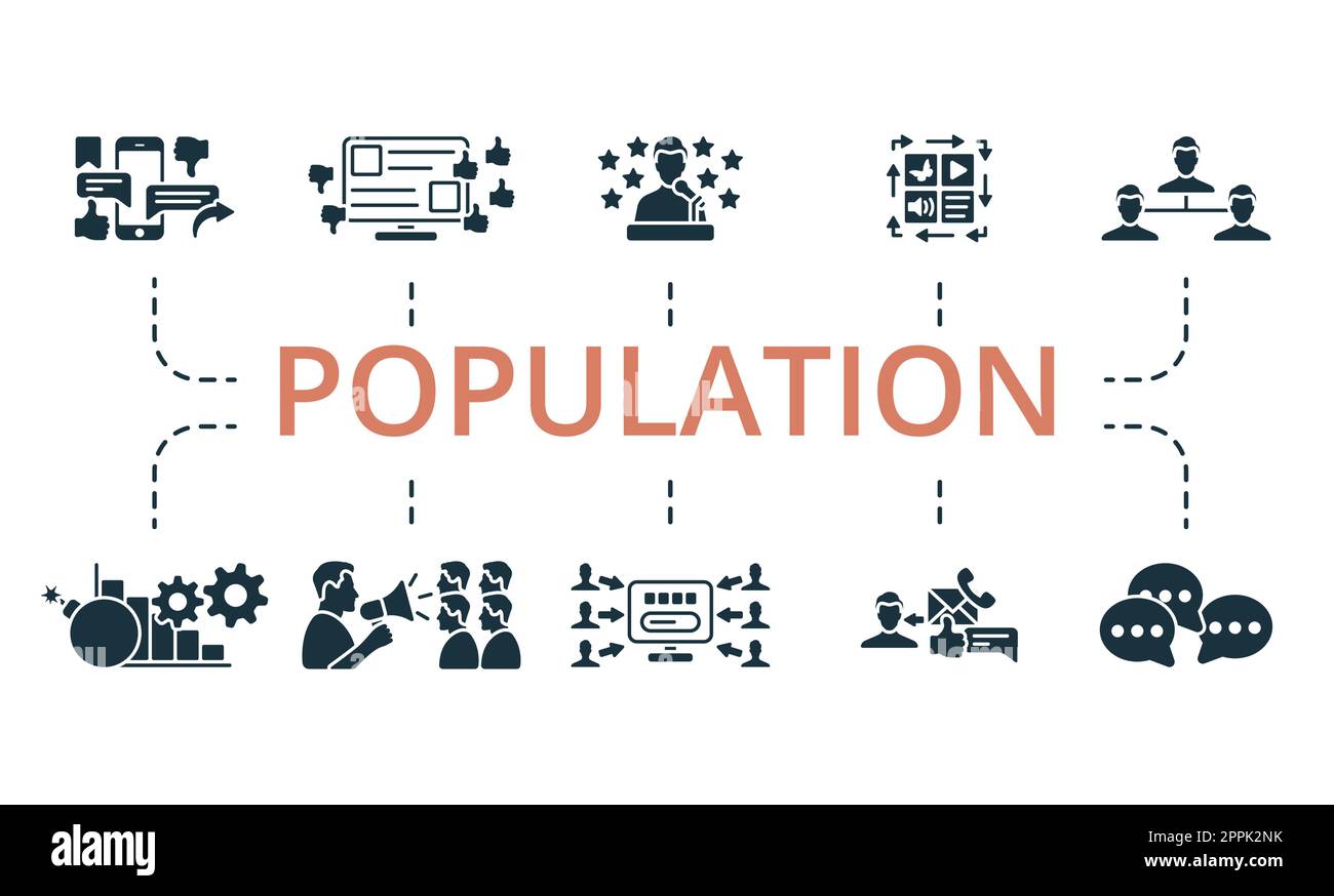 Population icons outline set. Creative elements: social media, blogging ...