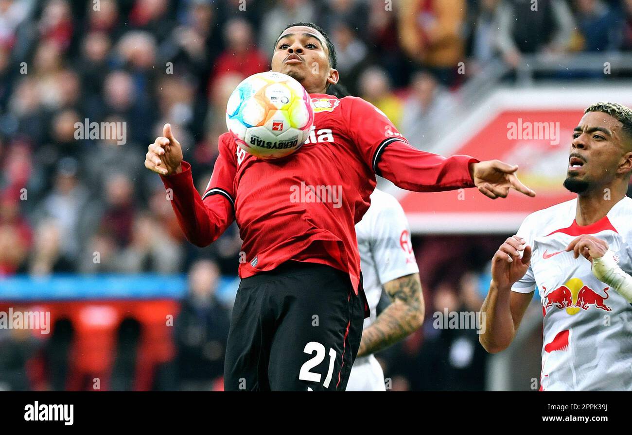 Bundesliga, BayArena Leverkusen; Bayer Leverkusen vs RB Leipzig; Amine Adli (LEV) Stock Photo