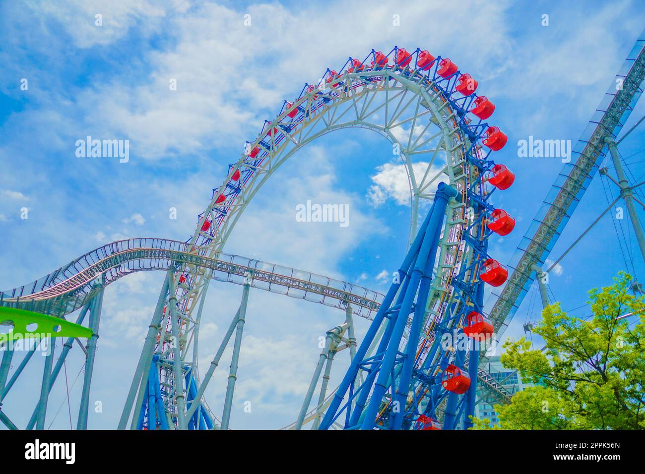 Ferris wheel and roller coaster Stock Photo