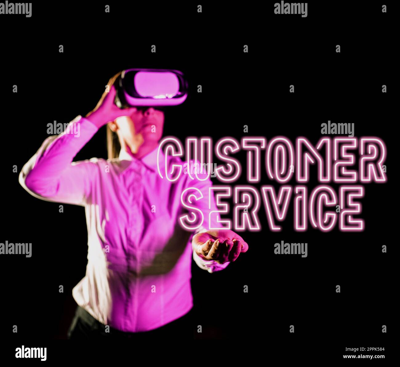 Sign displaying Customer Service. Business showcase direct interaction with the consumers offering support Stock Photo