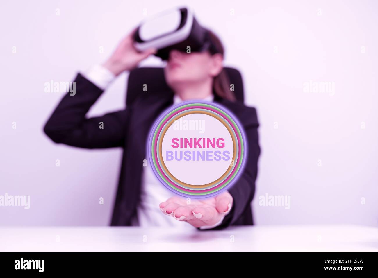 Text caption presenting Sinking Business. Word for the company or other organization that is failing Stock Photo