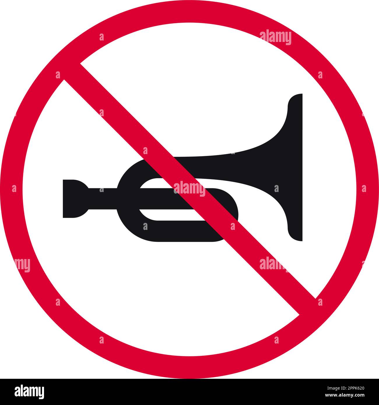 No horn prohibited sign, no honk forbidden modern round sticker, vector