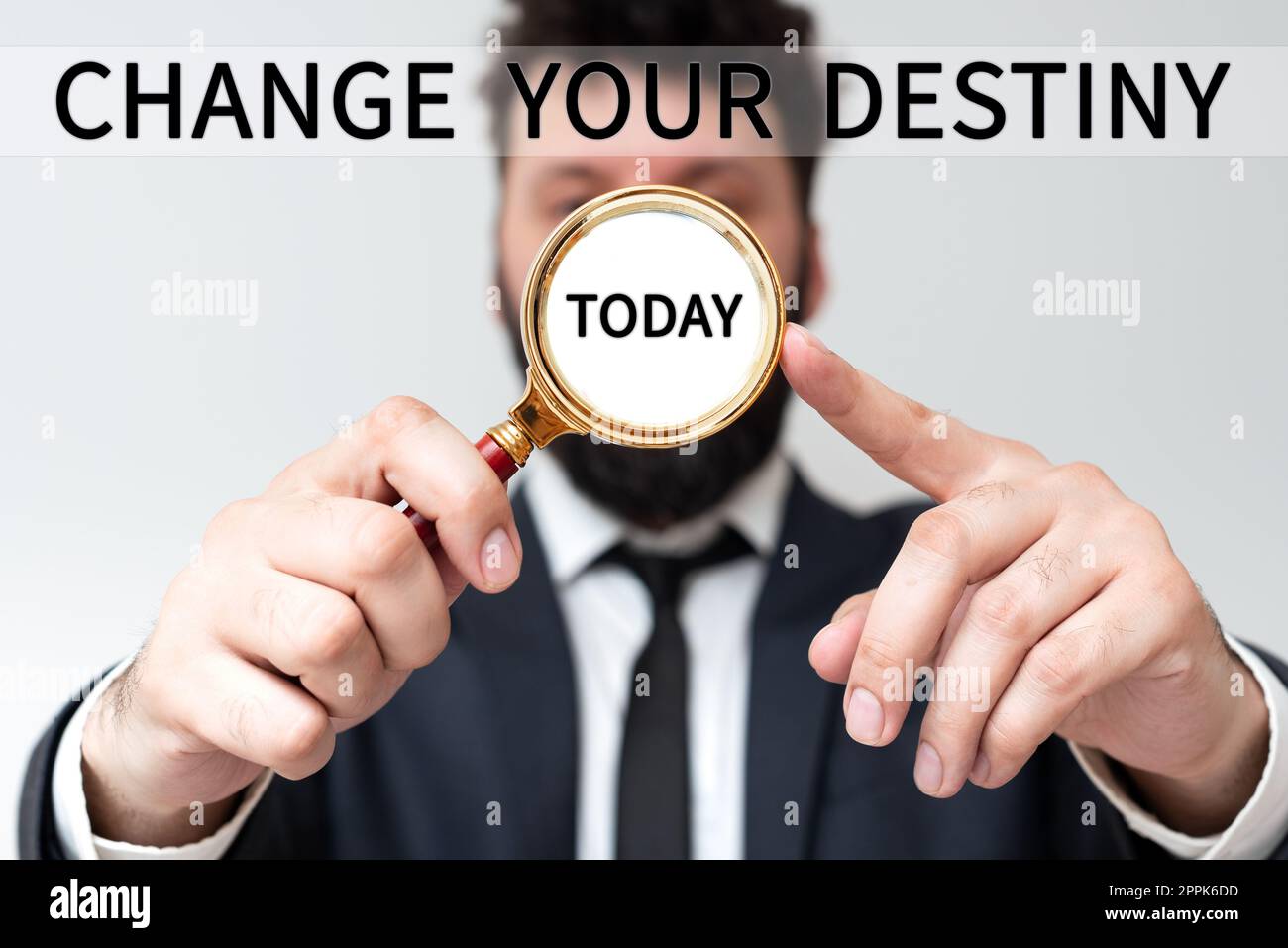 Conceptual caption Change Your Destiny. Business concept choosing the right actions to manipulate predetermined events Stock Photo