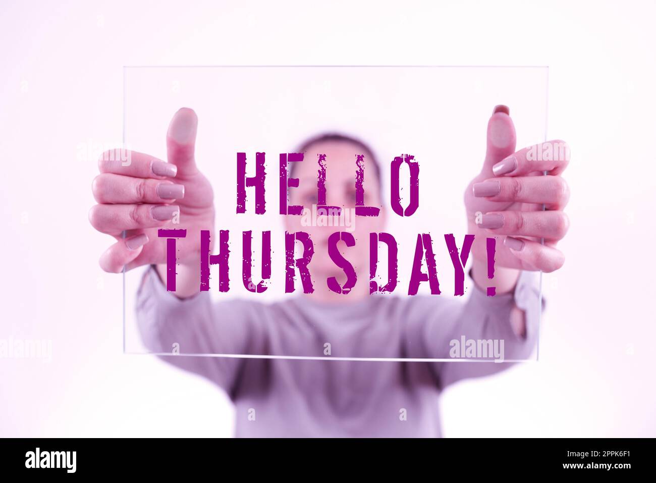 Inspiration showing sign Hello Thursday. Internet Concept a positive message as the Friday s is herald passes by Stock Photo