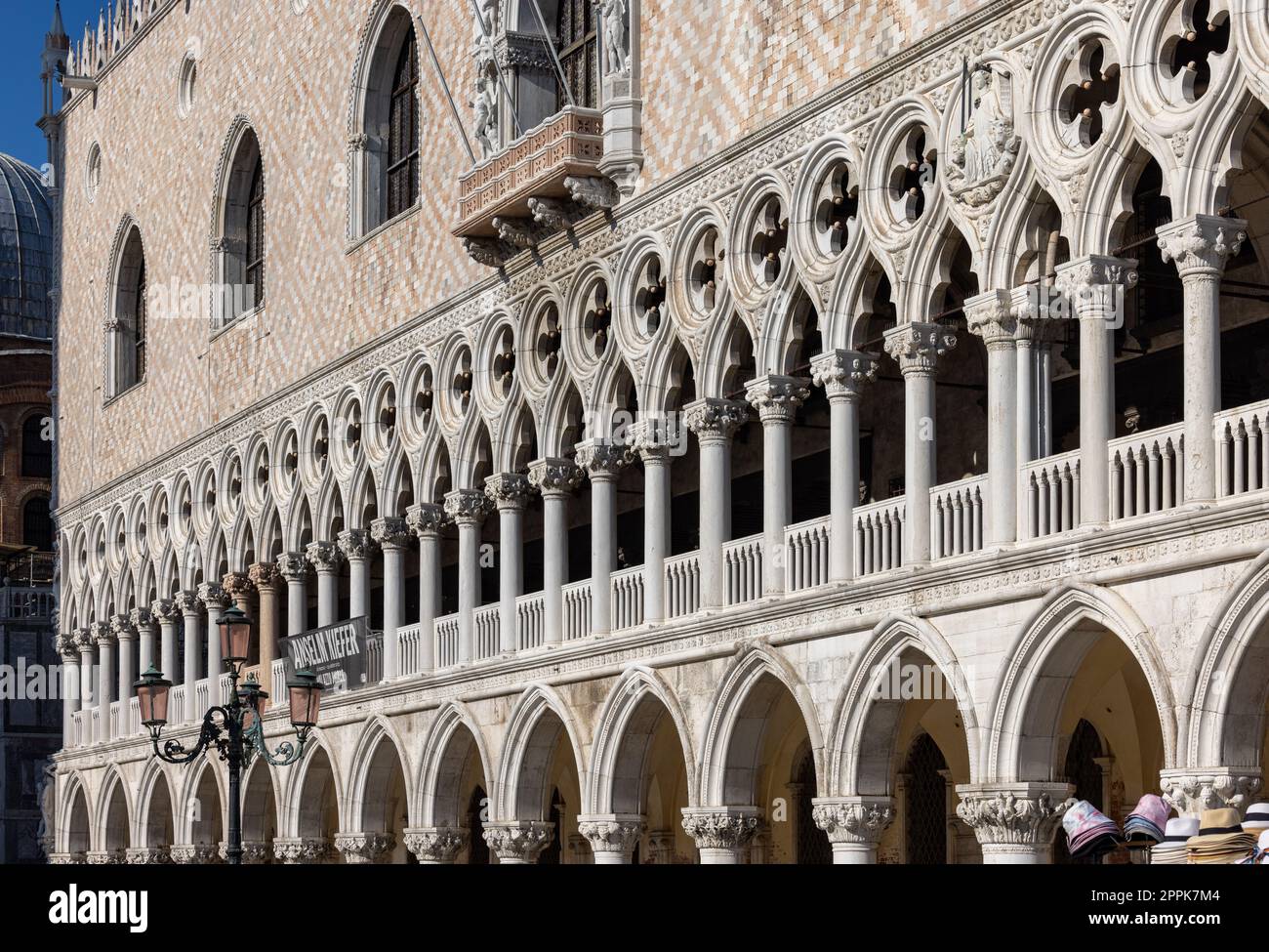 Venice. Italy - tracery from the Doge's Palace, one of Venice symbol Stock Photo