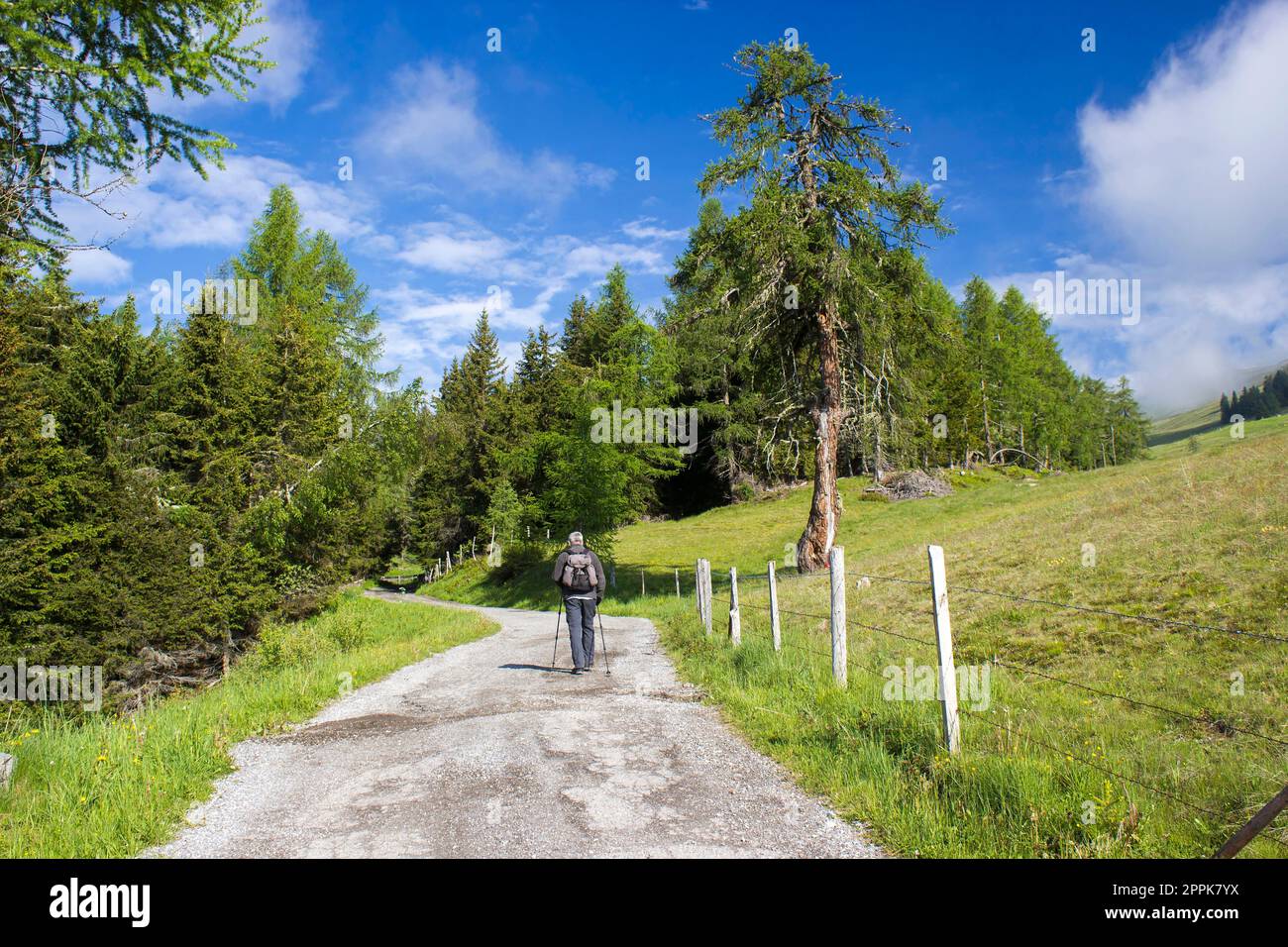man trekking in the mountains, Alps in Austria, Lienzer Dolomiten Stock Photo