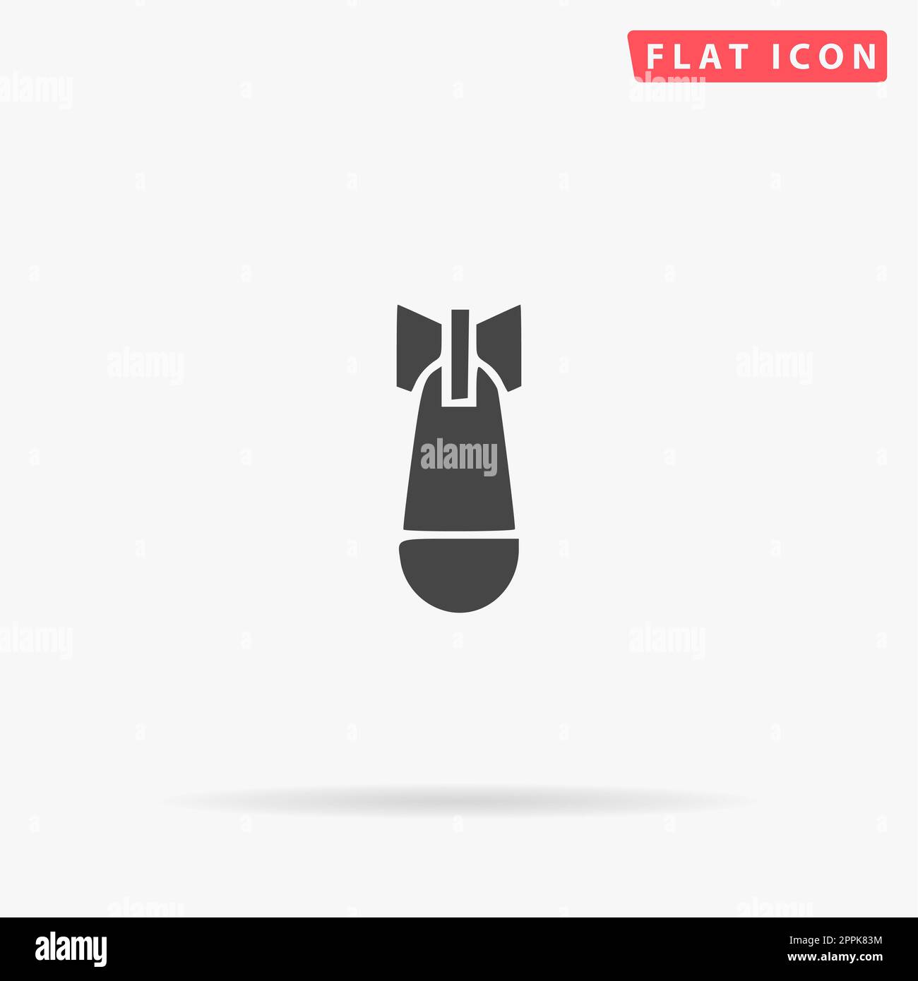 Air bomb. Simple flat black symbol with shadow on white background. Vector illustration pictogram Stock Photo